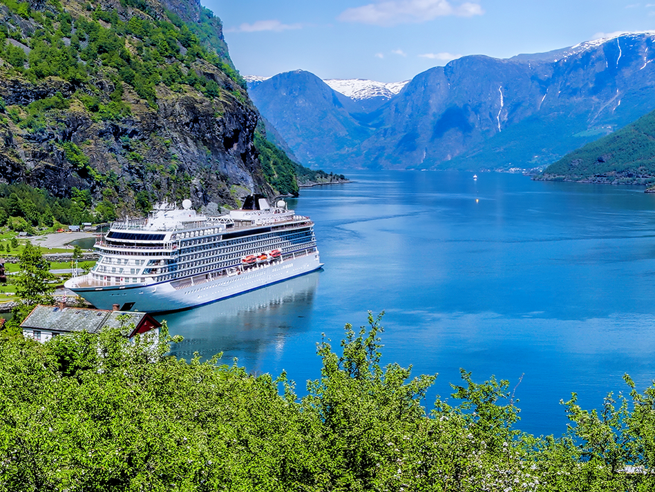 cruise ship in norwegian fjord